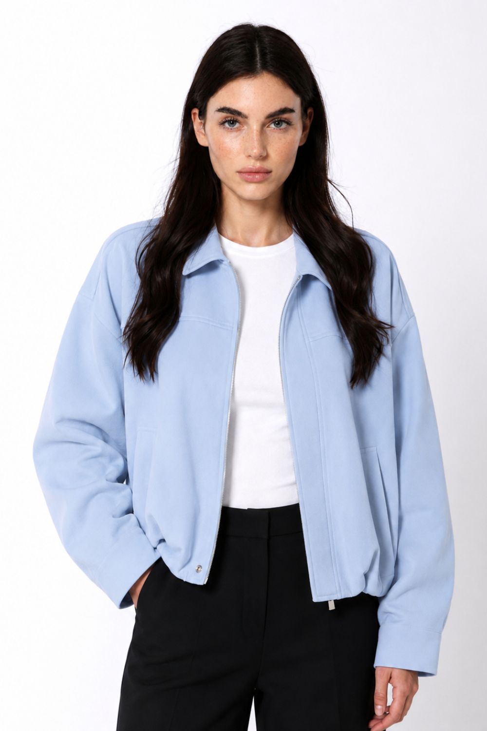 REF: 429 CHAQUETA OVERSIZE PEACH AZUL CIELO