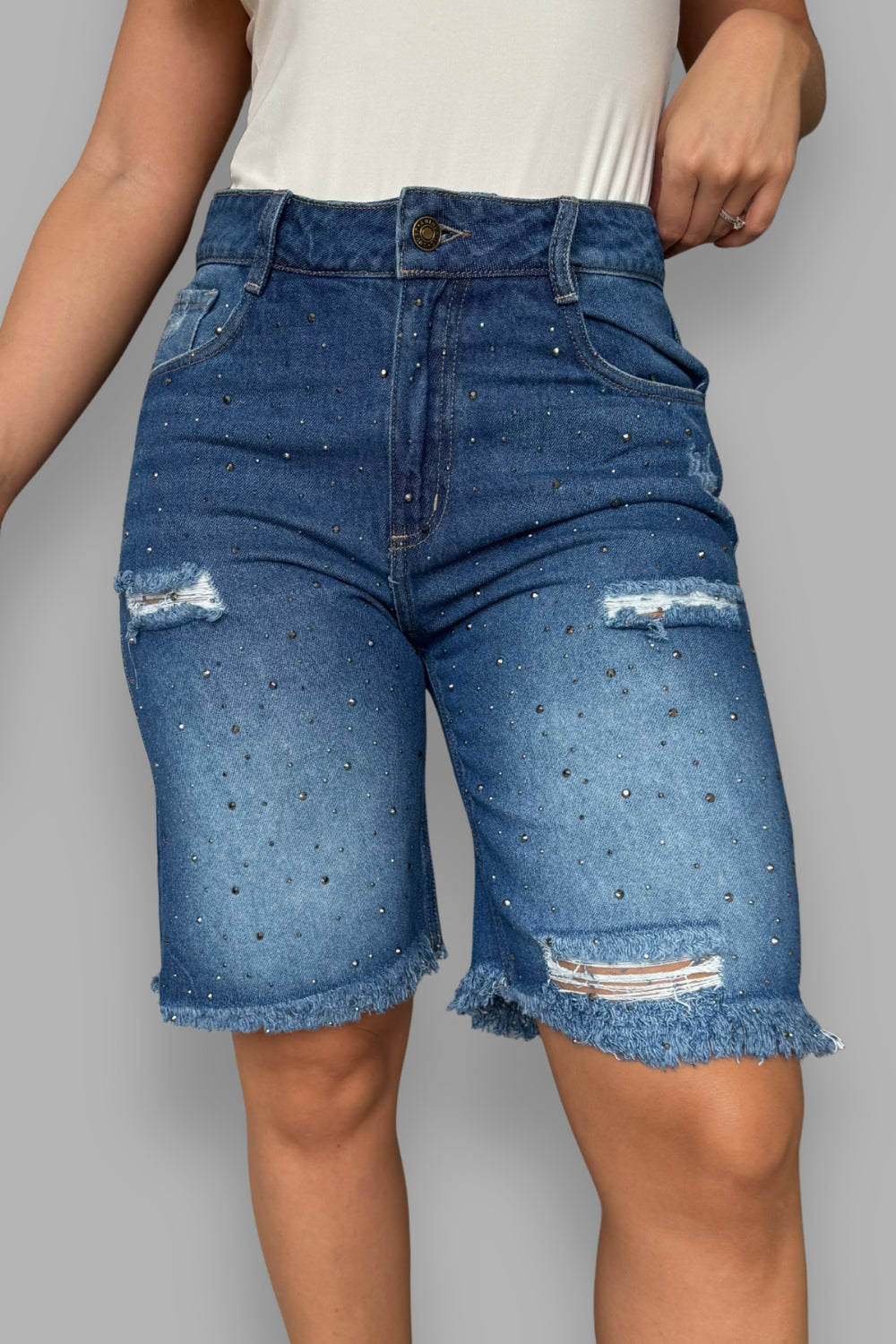 REF: 455 SHORT LARGO - BERMUDA DENIM BRILLO