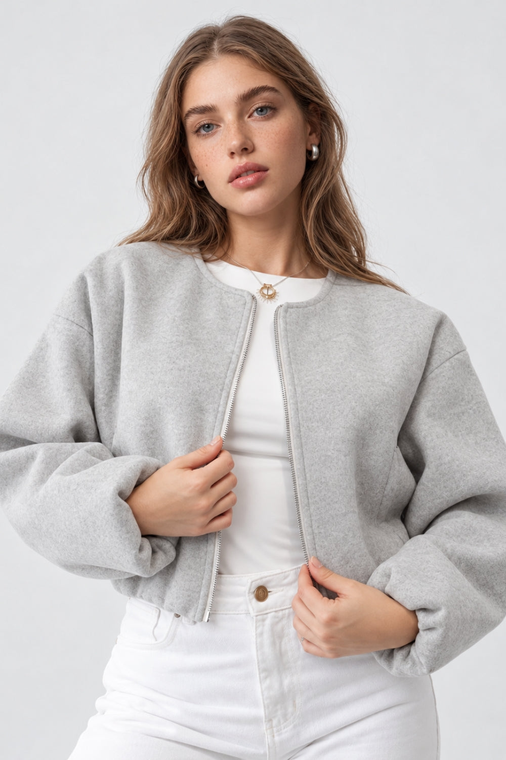 REF: 427 CHAQUETA PAÑO BUMPER GRIS