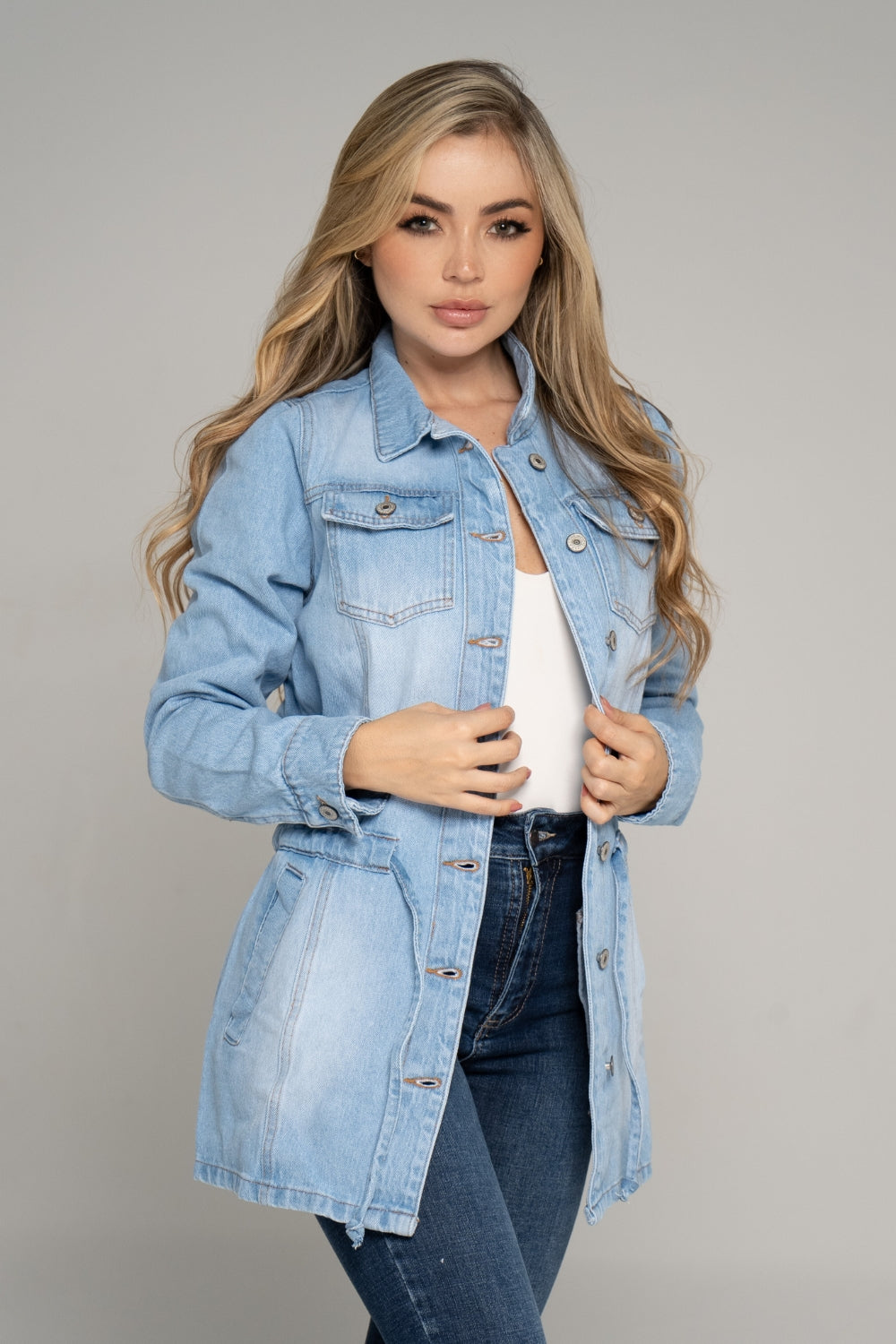 REF:102 CHAQUETA GABAN DENIM CLARO