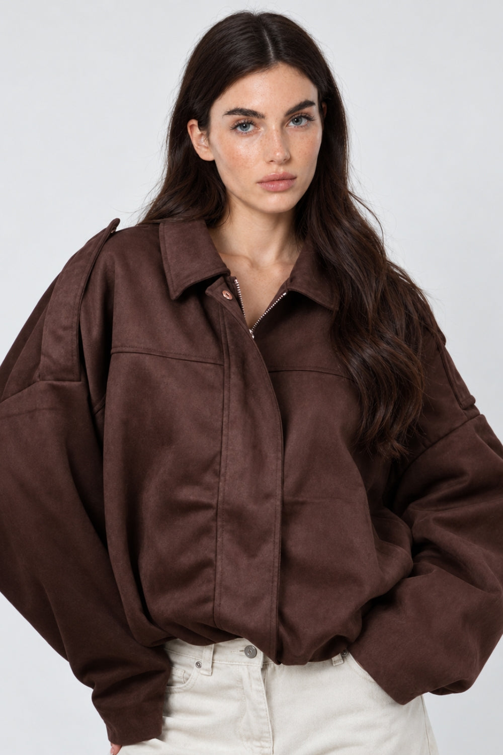 REF: 429 CHAQUETA OVERSIZE PEACH CAFE