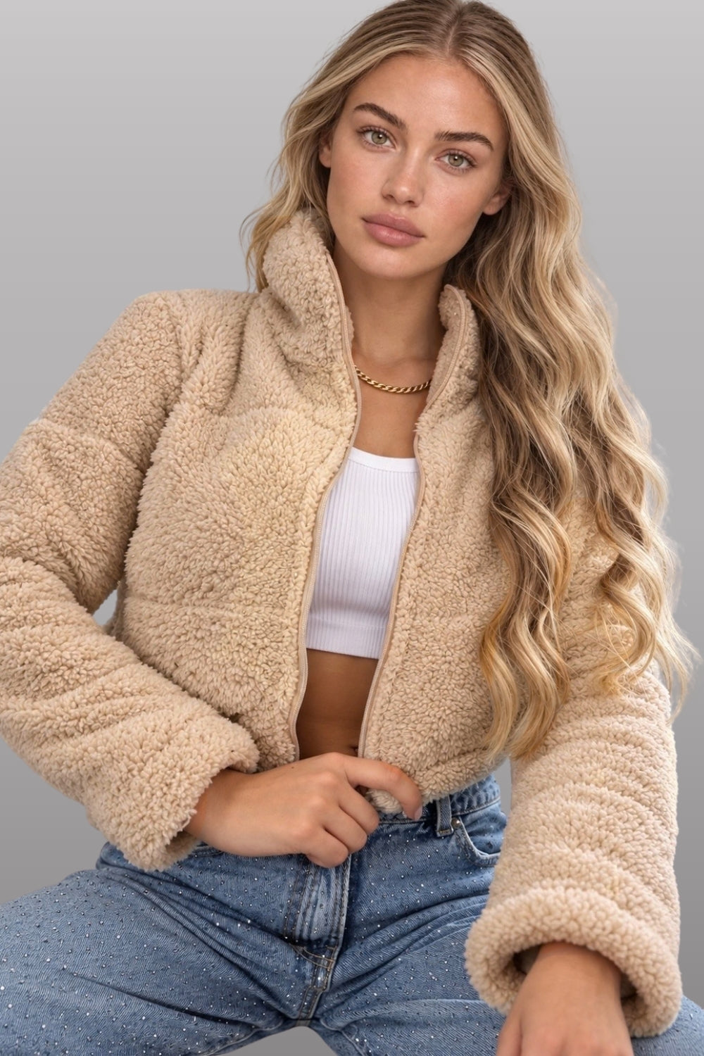 REF: 571 CHAQUETA TEDDY BEIGE