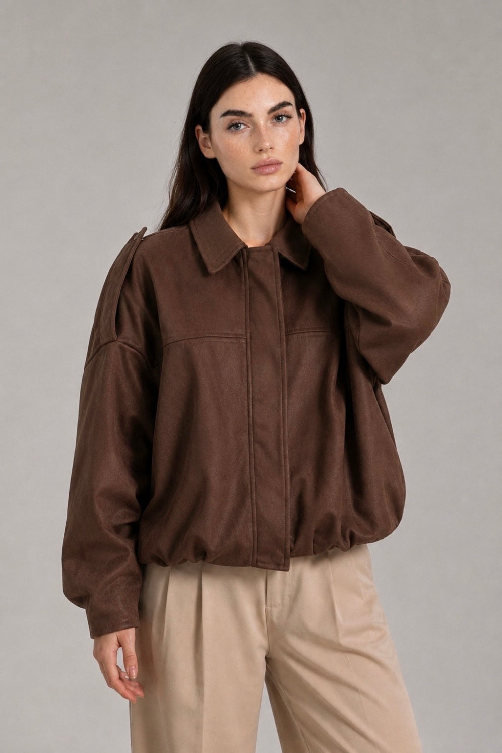 REF: 429 CHAQUETA OVERSIZE PEACH CAFE CLARA