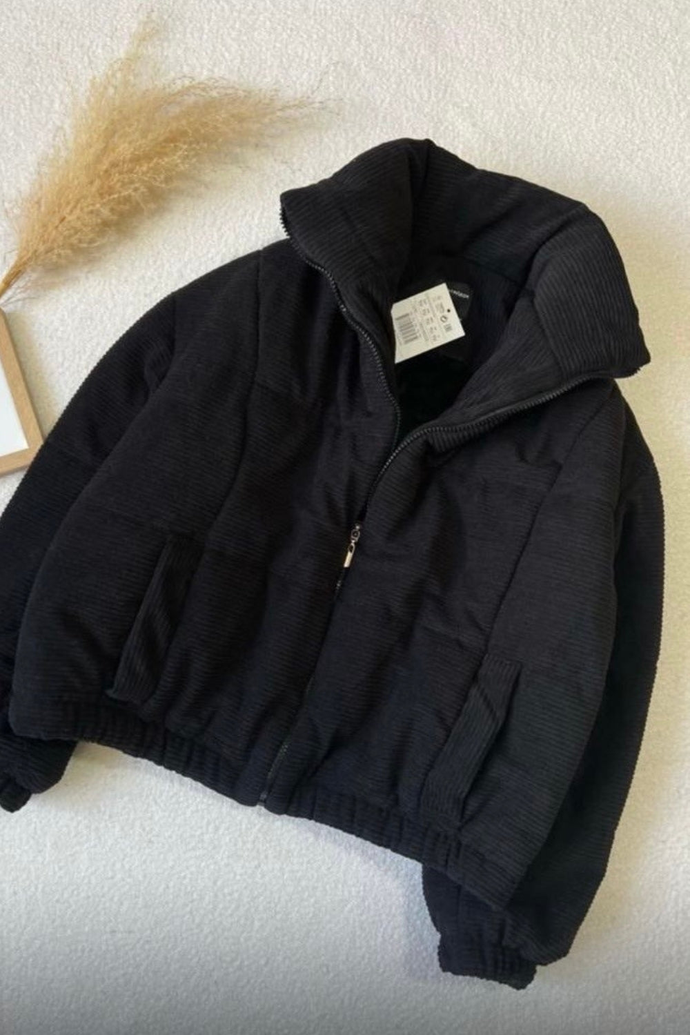 REF: 404 CHAQUETA PUFFER CORDUROY NEGRA (PRE-VENTA)