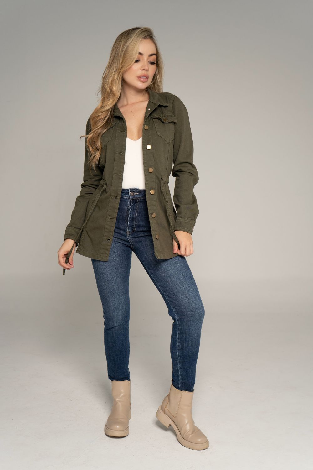 REF:109 CHAQUETA GABAN VERDE MILITAR (PRE - VENTA)