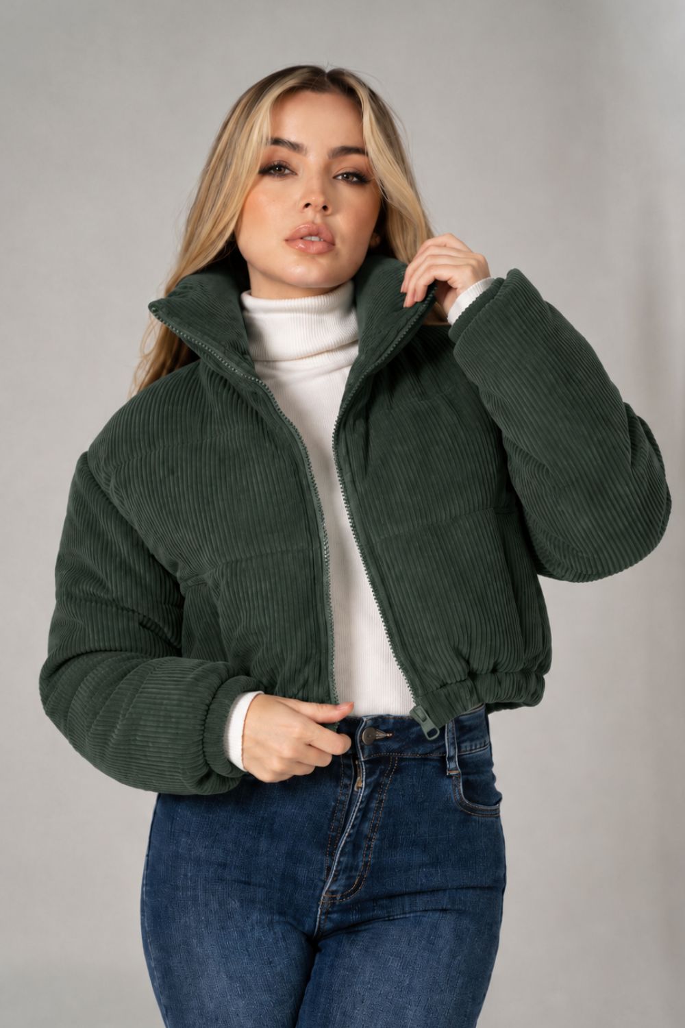 REF: 404 CHAQUETA PUFFER CORDUROY VERDE MILITAR