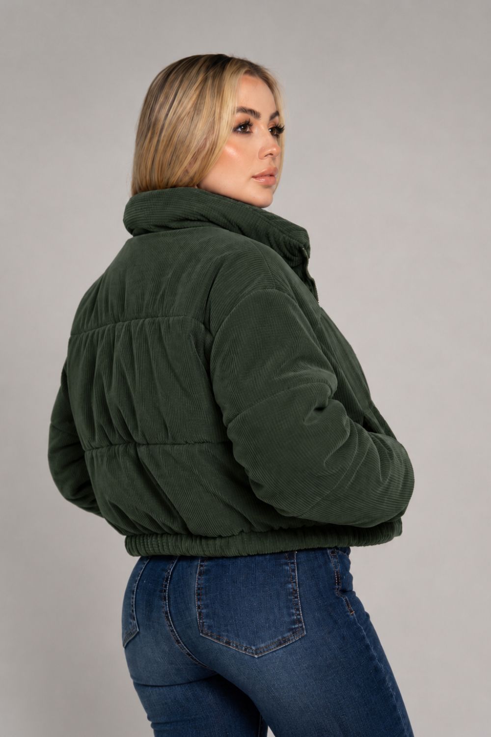 REF: 404 CHAQUETA PUFFER CORDUROY VERDE MILITAR