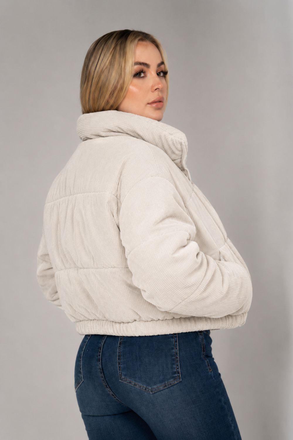 REF: 404 CHAQUETA PUFFER CORDUROY BEIGE