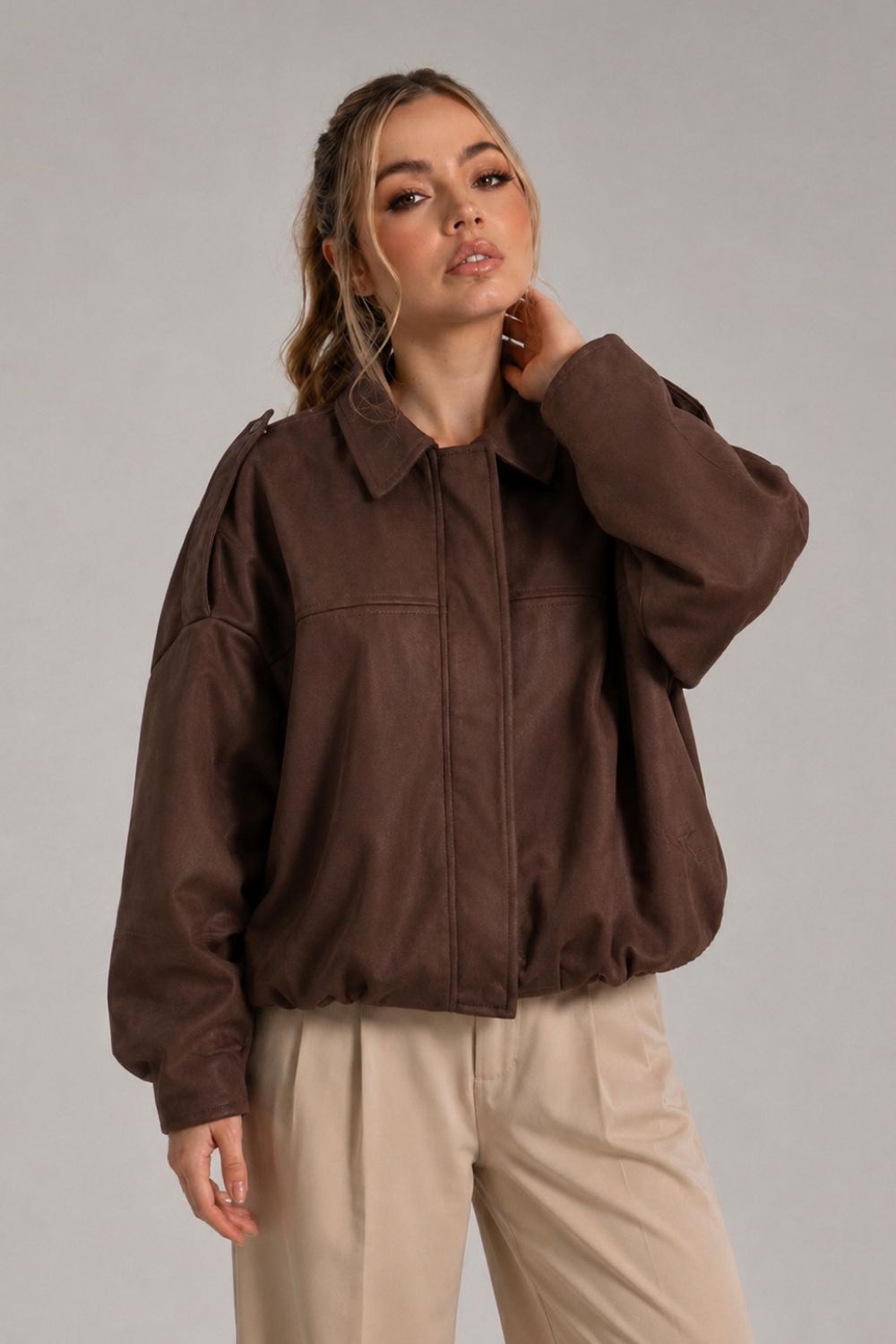 REF: 429 CHAQUETA OVERSIZE PEACH CAFE