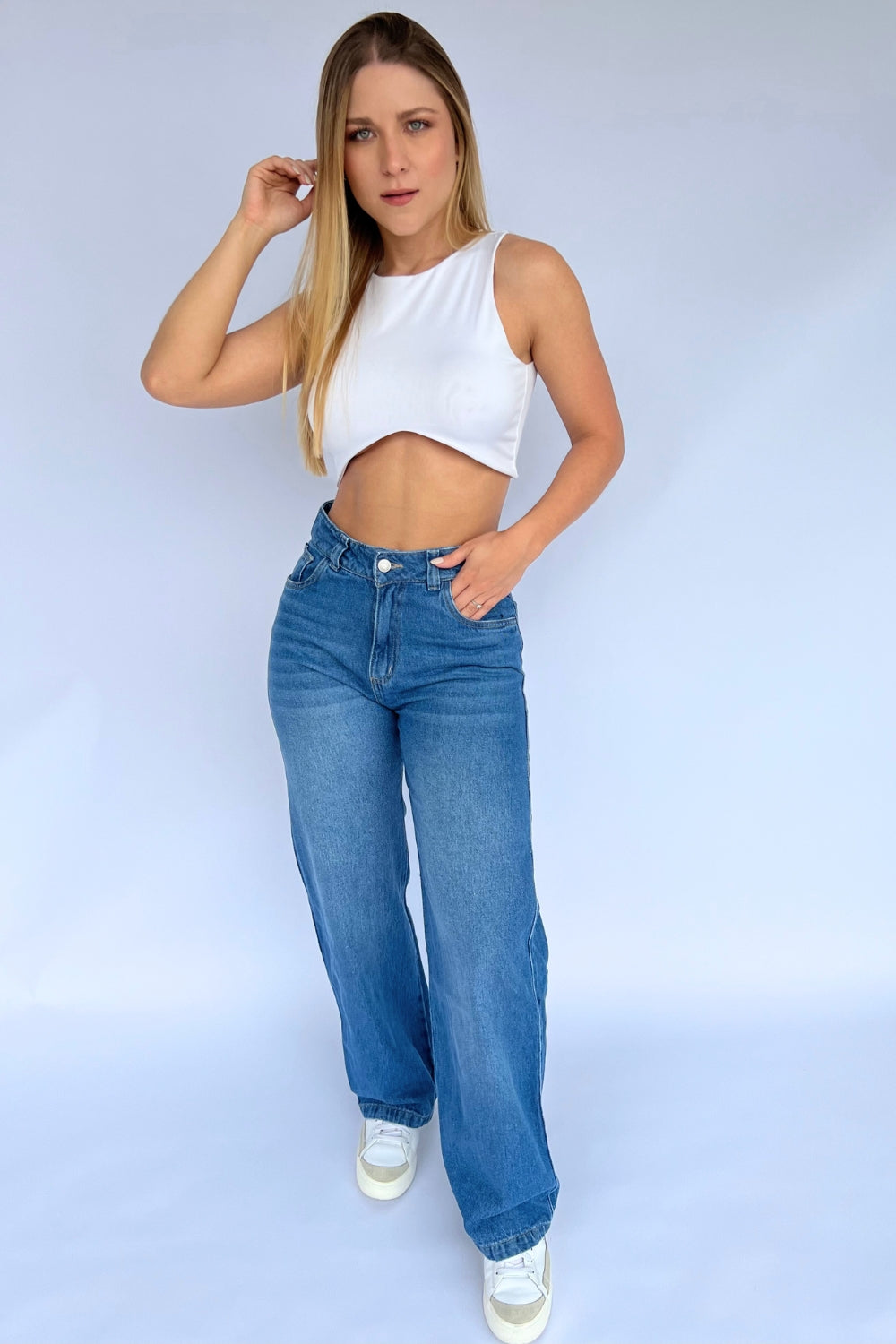 REF: 340 JEAN TONO MEDIO WIDE LEG RIGIDO