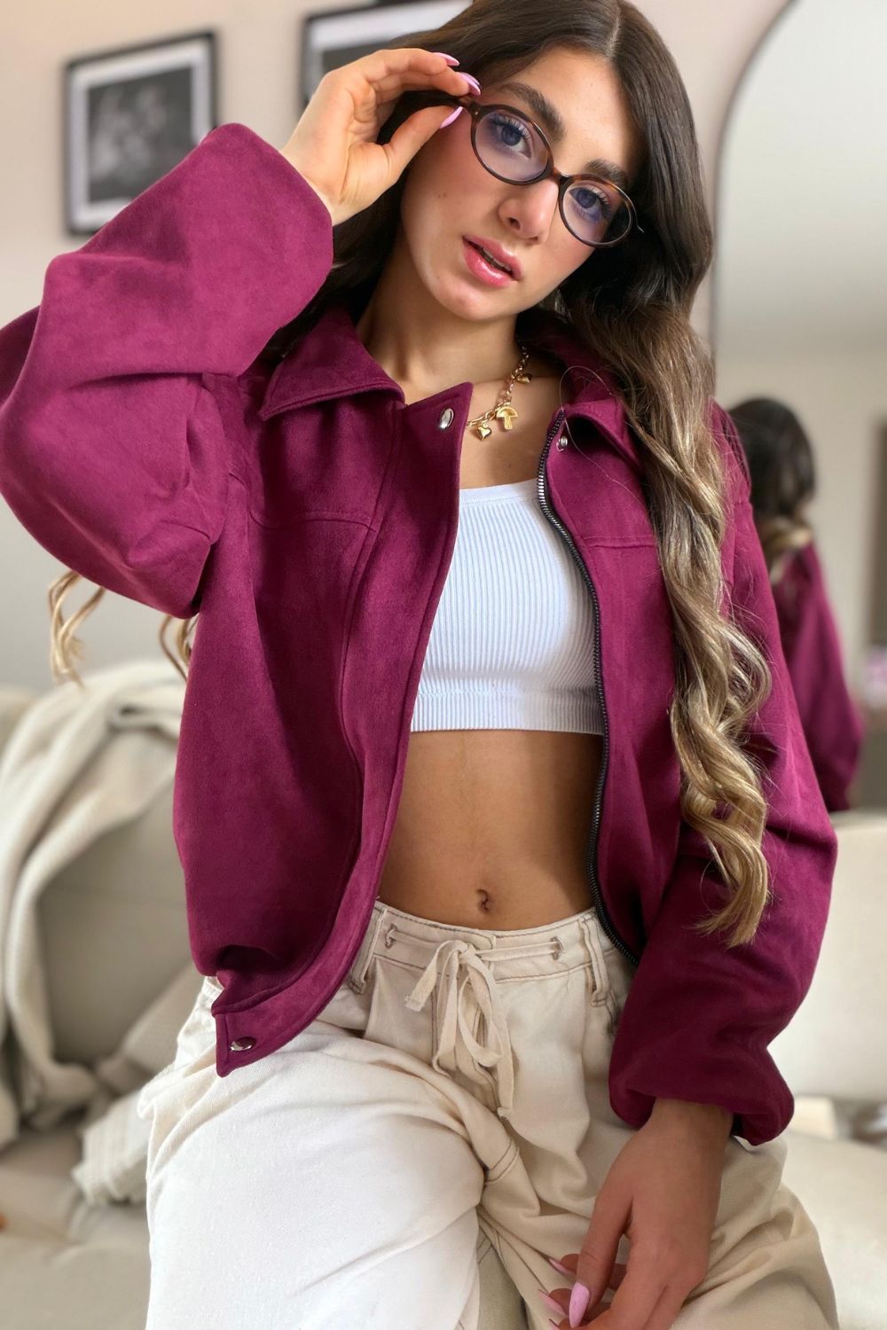 REF: 429 CHAQUETA OVERSIZE PEACH VINOTINTO