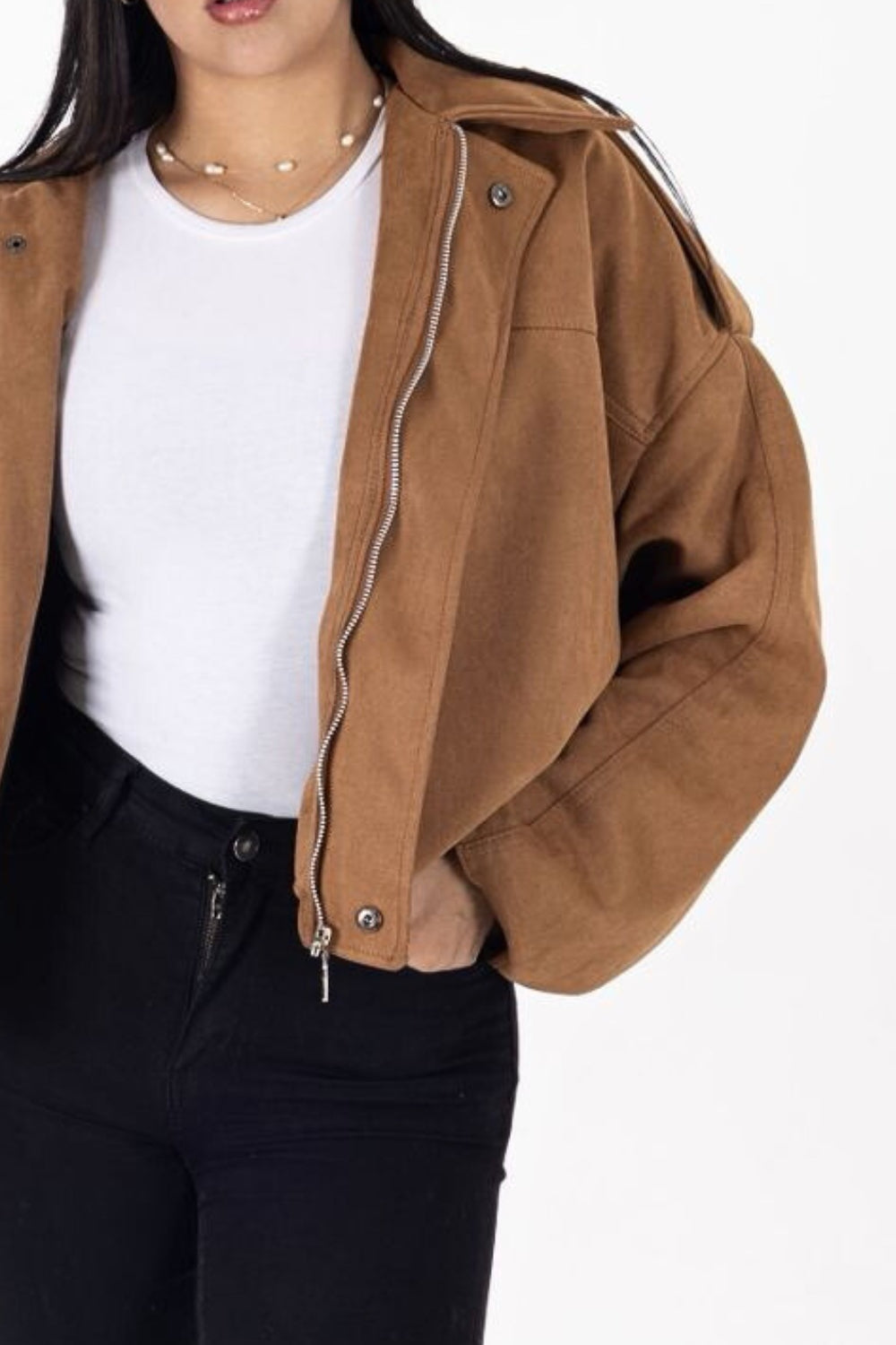 REF: 429 CHAQUETA OVERSIZE BUMPER PEACH MIEL (PRE-VENTA)