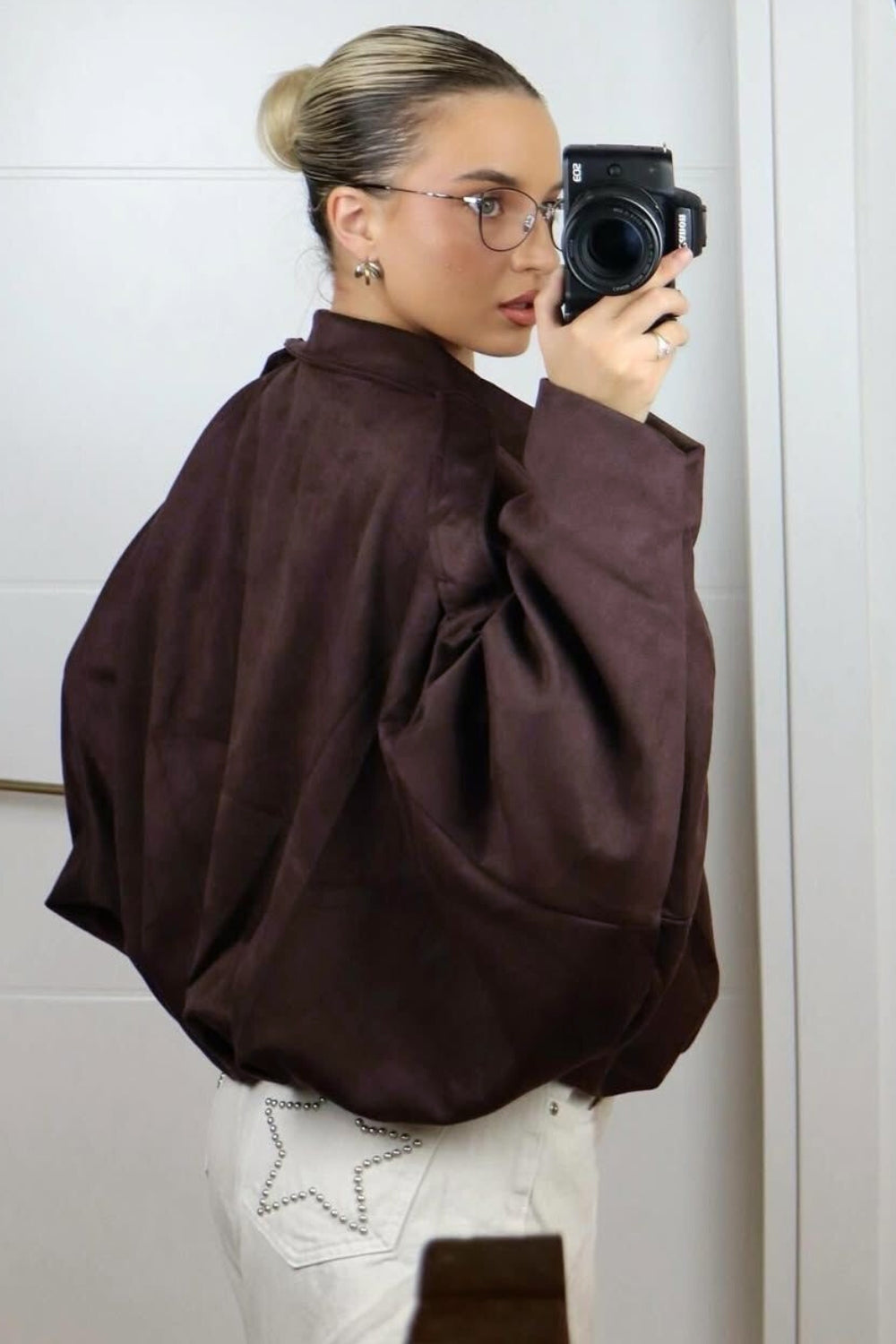 REF: 429 CHAQUETA OVERSIZE BUMPER PEACH CAFE (PRE-VENTA)