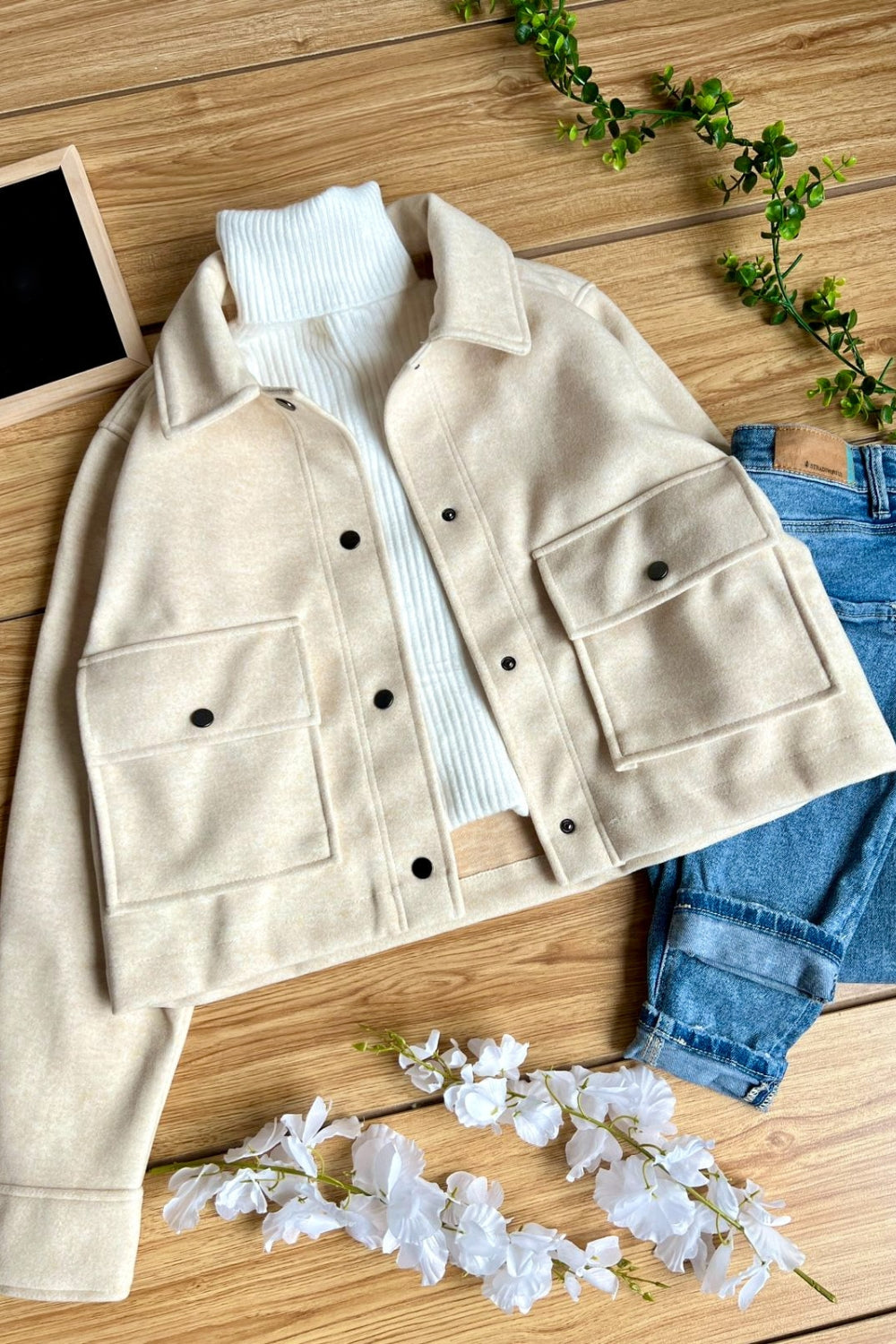 REF: 334 CHAQUETA BEIGE JASPE PAÑO MEDIANA