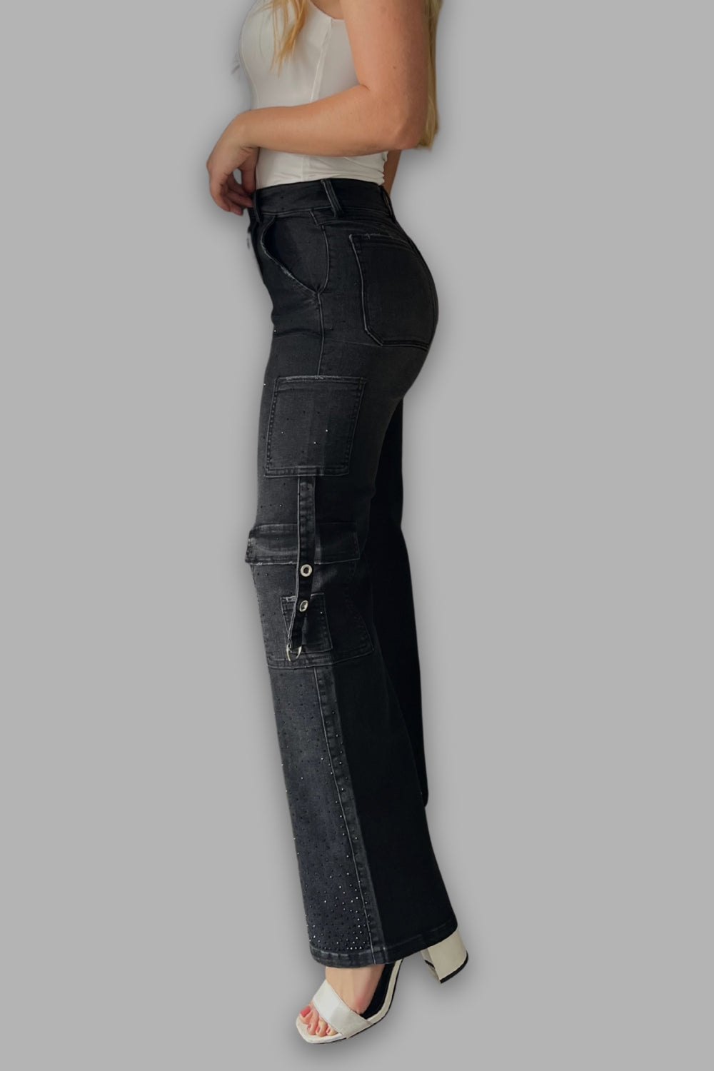 REF: 454 JEAN BRILLO CARGO NEGRO STRECH