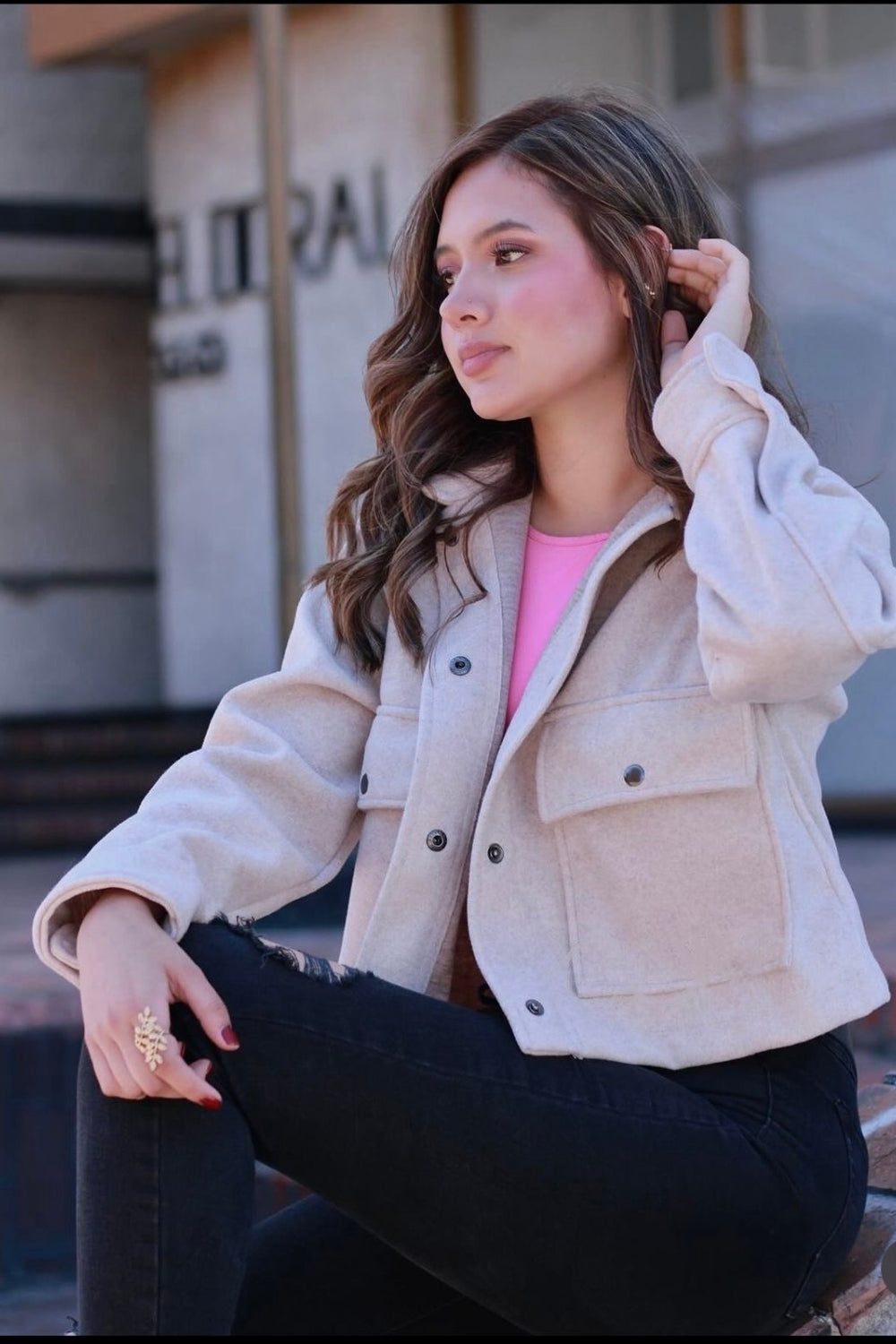 REF: 334 CHAQUETA ARENA CLARO PAÑO MEDIANA