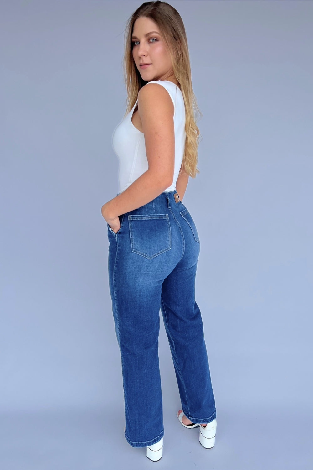 REF:438 JEAN HEBILLA CAMEL BOTA ANCHA STRECH