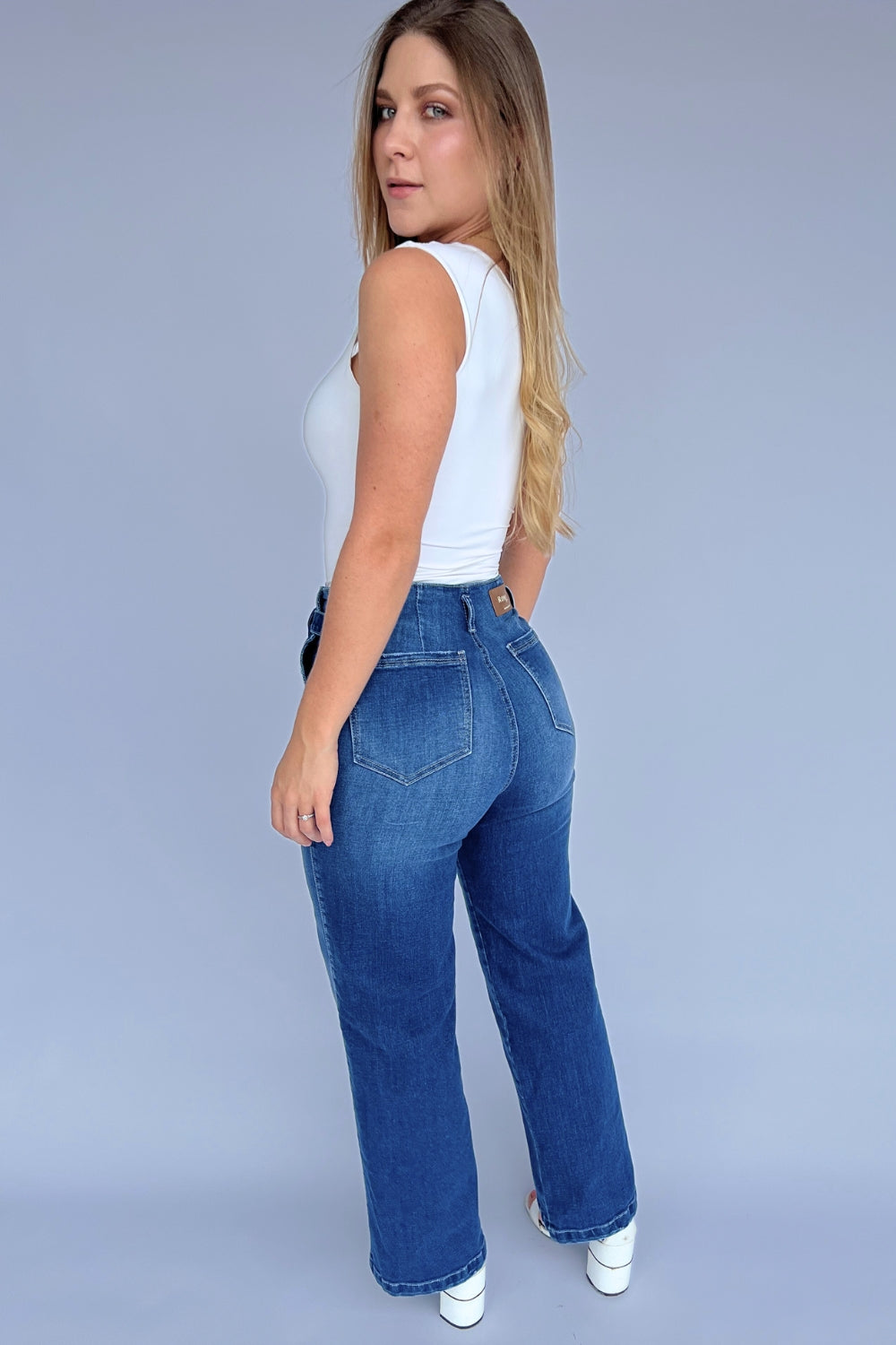 REF:438 JEAN HEBILLA CAMEL BOTA ANCHA STRECH