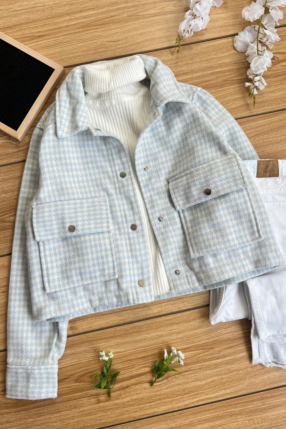 REF: 335 CHAQUETA CUADROS PAÑO AZUL CIELO