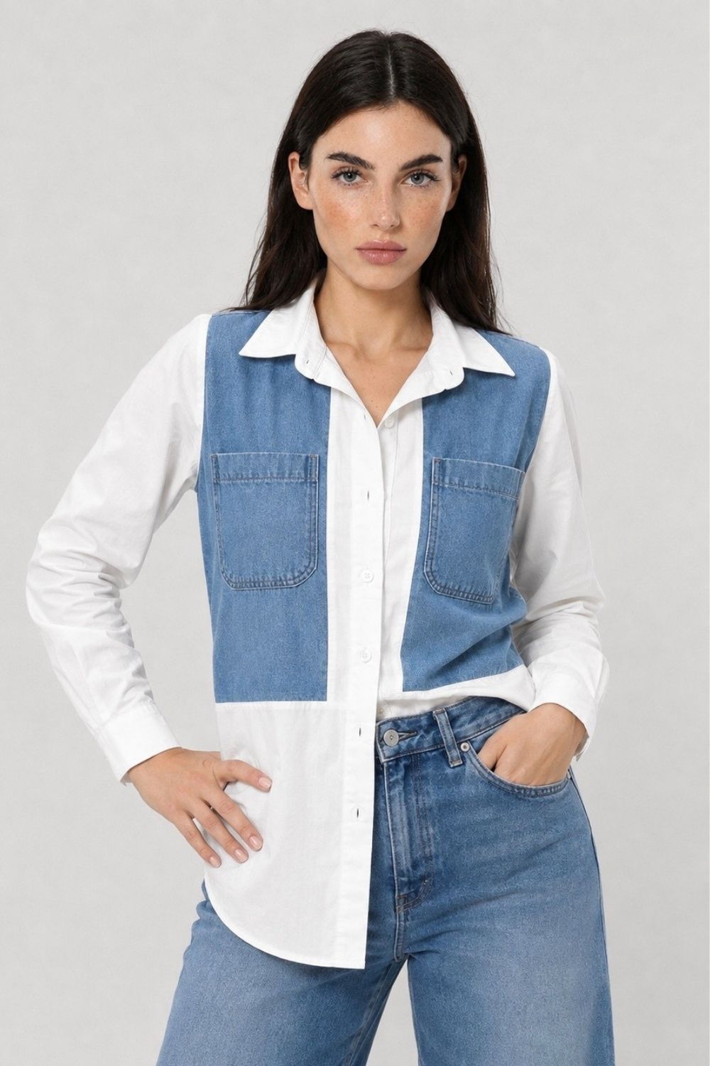 REF:453 CAMISA BICOLOR
