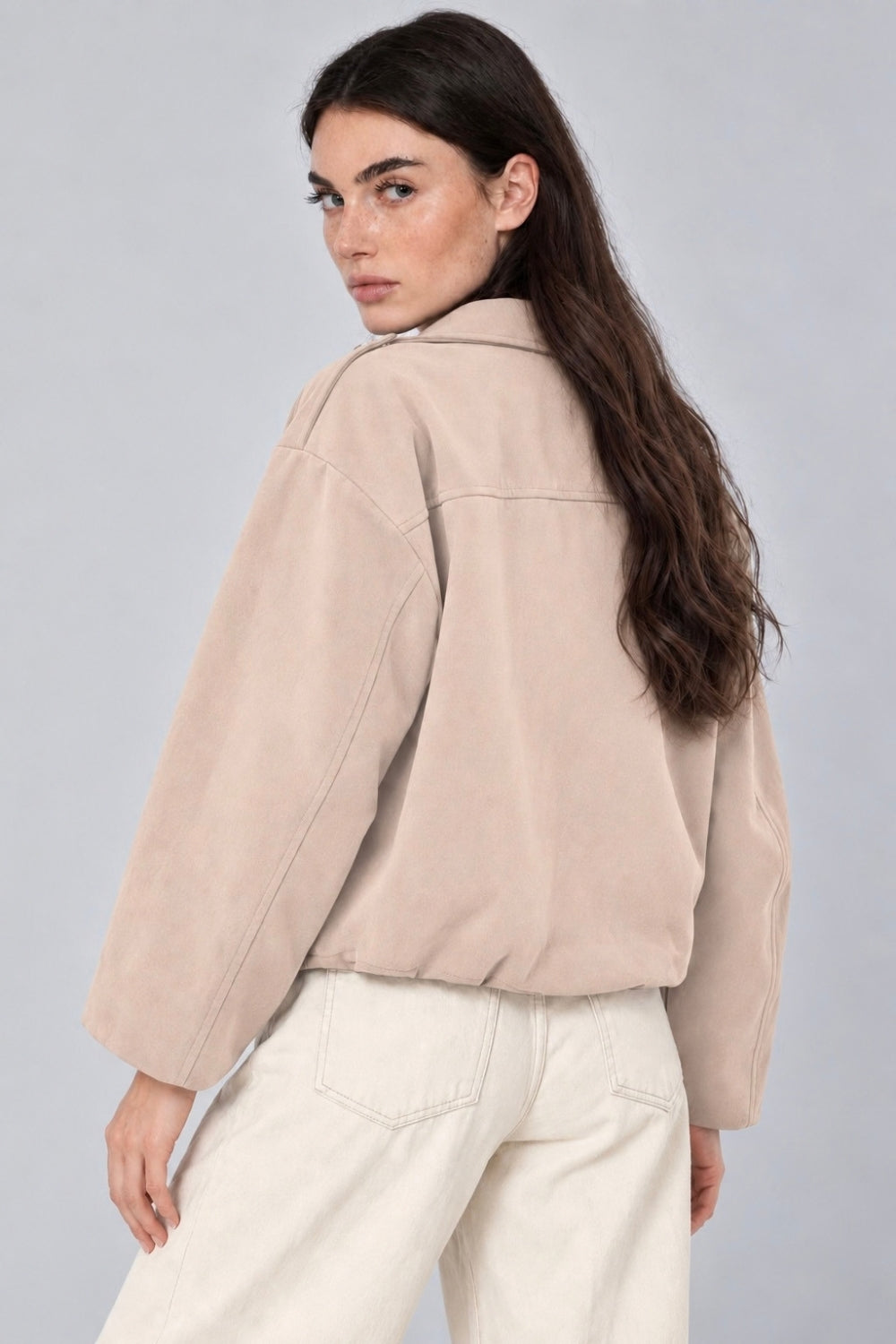 REF: 429 CHAQUETA OVERSIZE PEACH CREMA