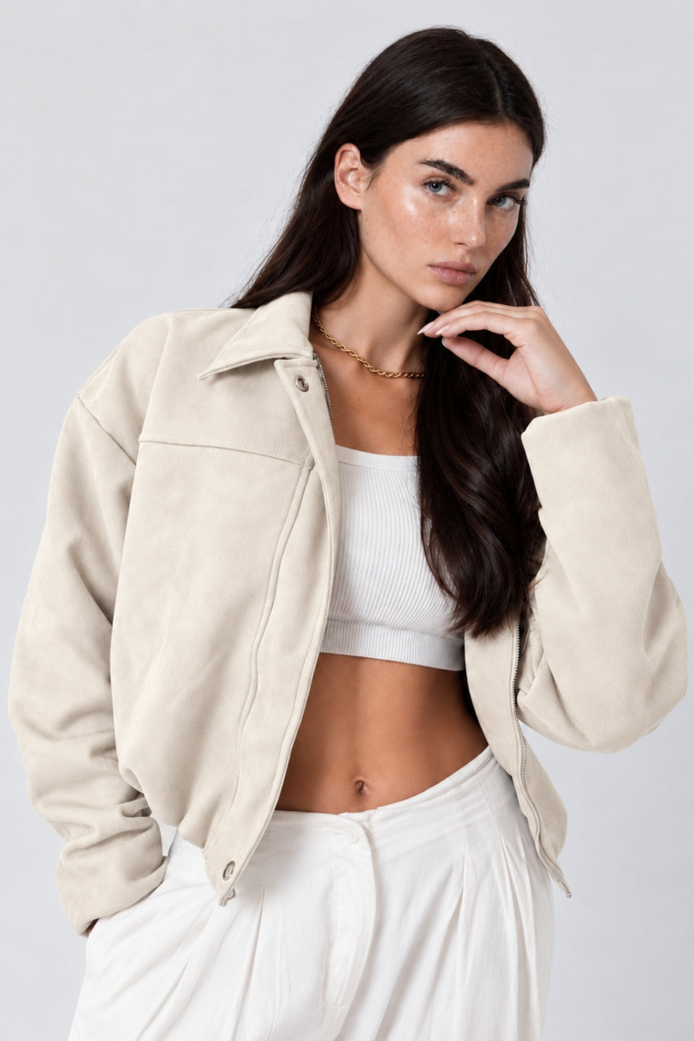 REF: 429 CHAQUETA CORTA PEACH MARFIL
