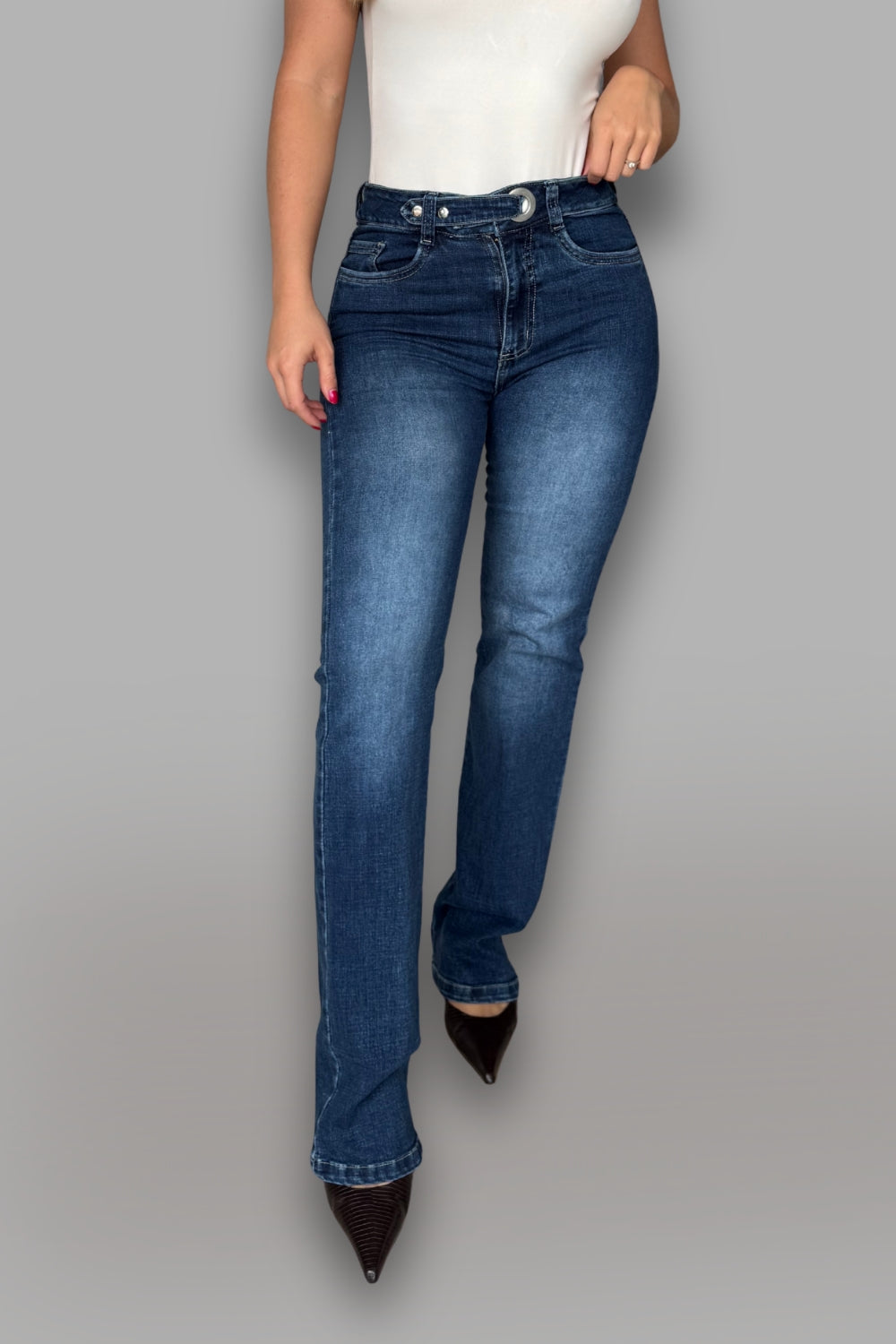 REF:485 JEAN OJALETE BOTA RECTA STRECH