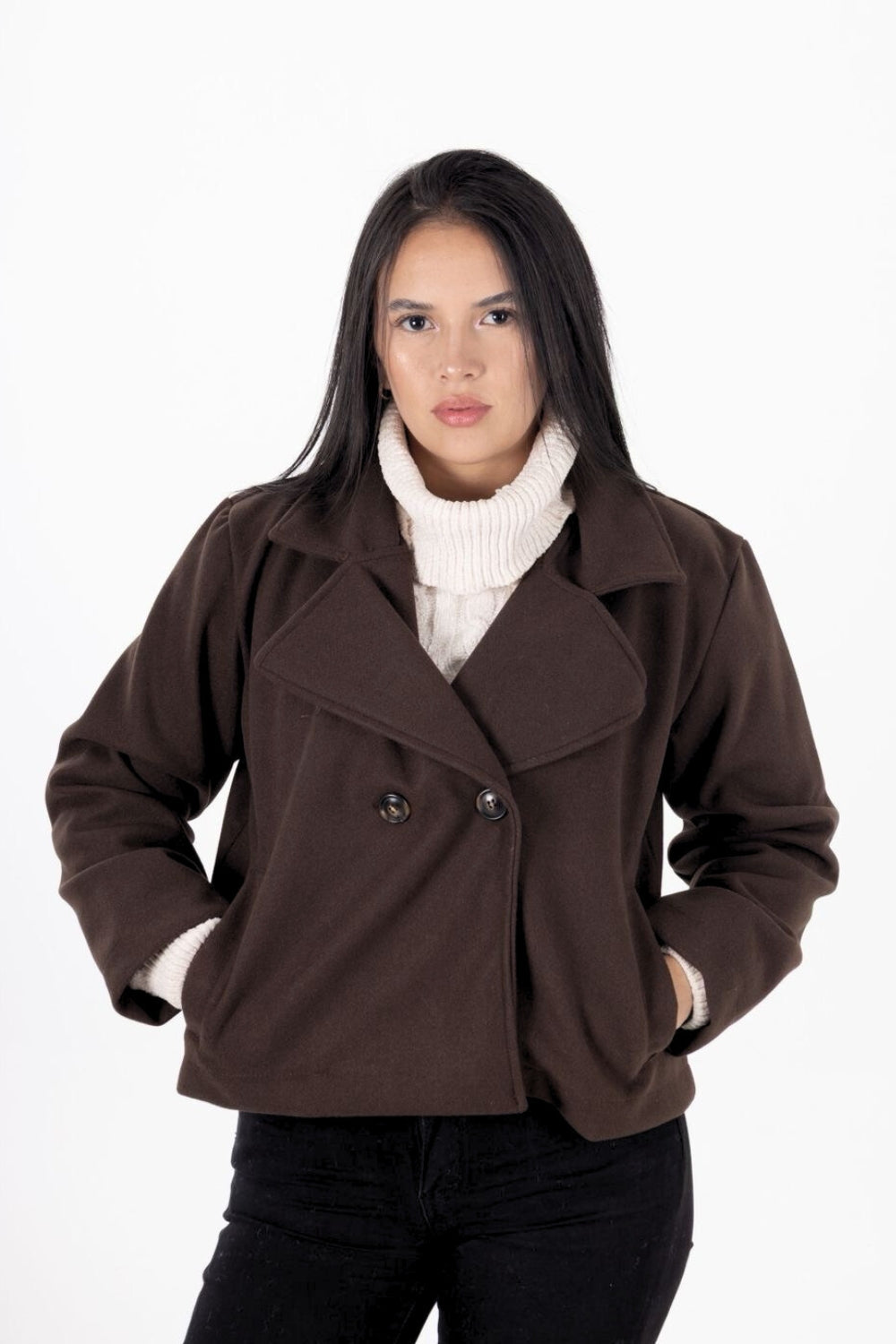 REF:503 CHAQUETA PAÑO BOTONES CAFE