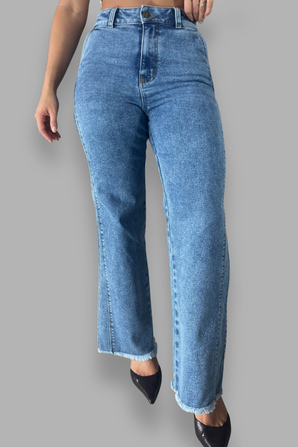 REF:436 JEAN CORTES LATERALES BOTA ANCHA STRECH