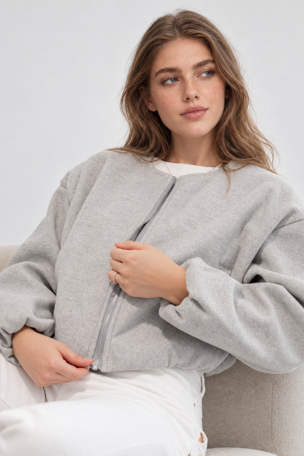 REF: 427 CHAQUETA PAÑO BUMPER GRIS