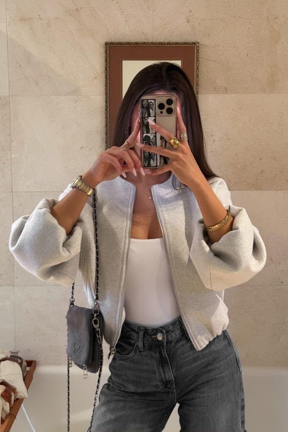 REF: 427 CHAQUETA PAÑO BUMPER GRIS