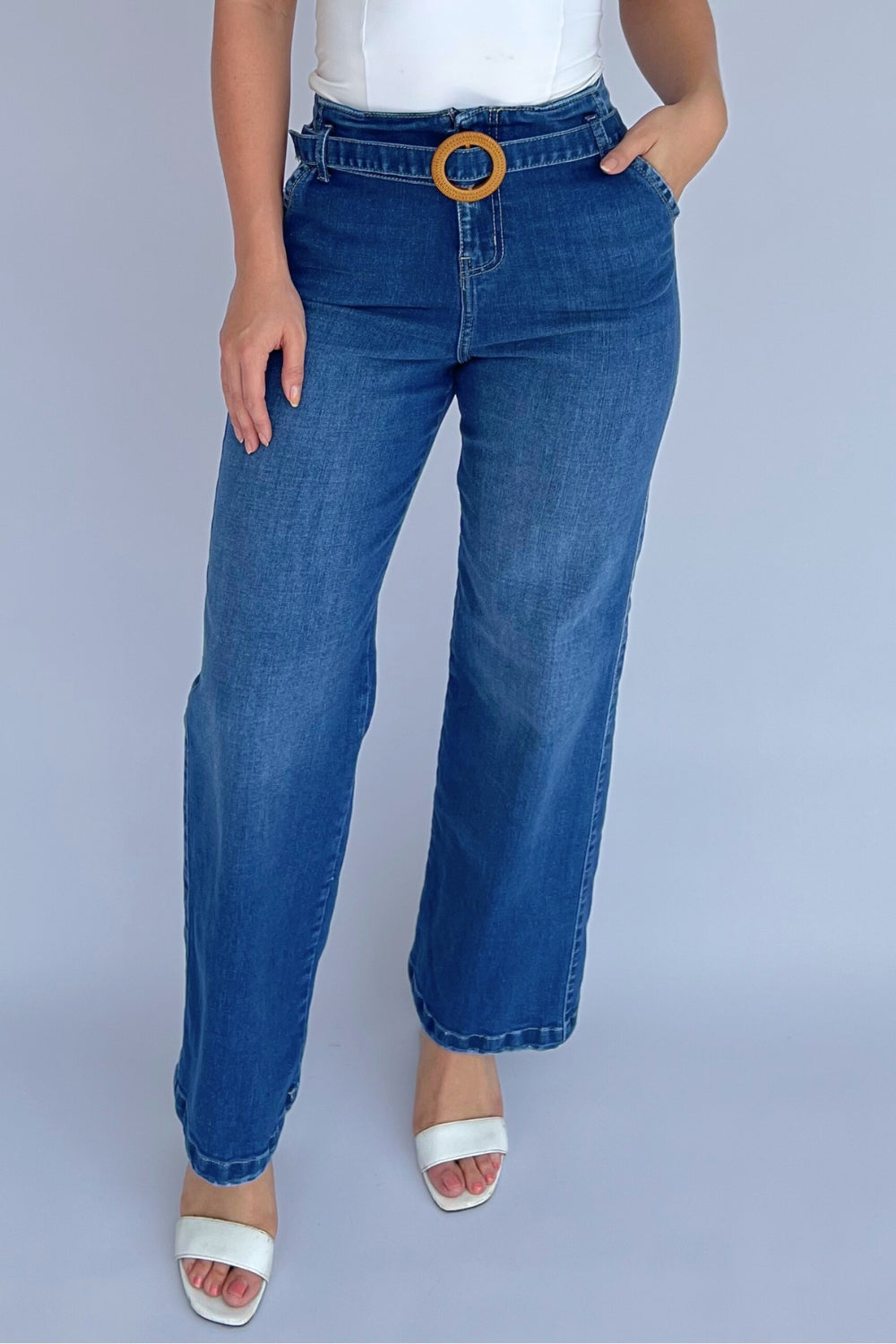 REF:438 JEAN HEBILLA CAMEL BOTA ANCHA STRECH