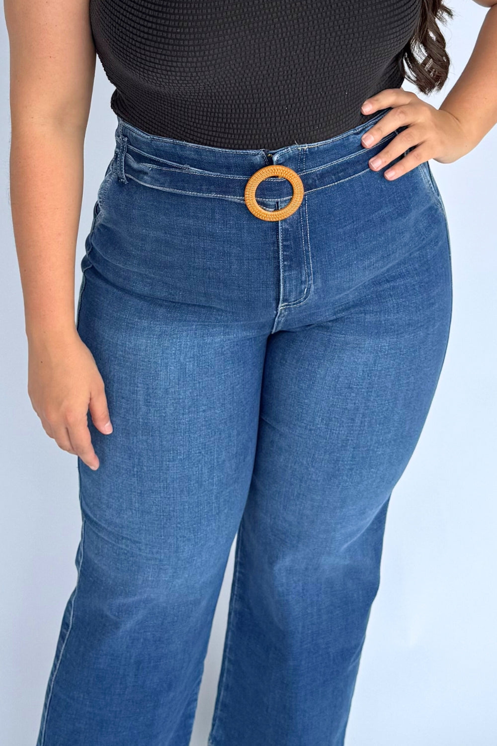 REF:438 JEAN HEBILLA CAMEL BOTA ANCHA STRECH