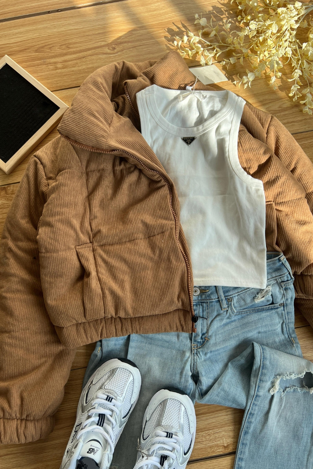 REF: 404 CHAQUETA PUFFER CORDUROY MIEL