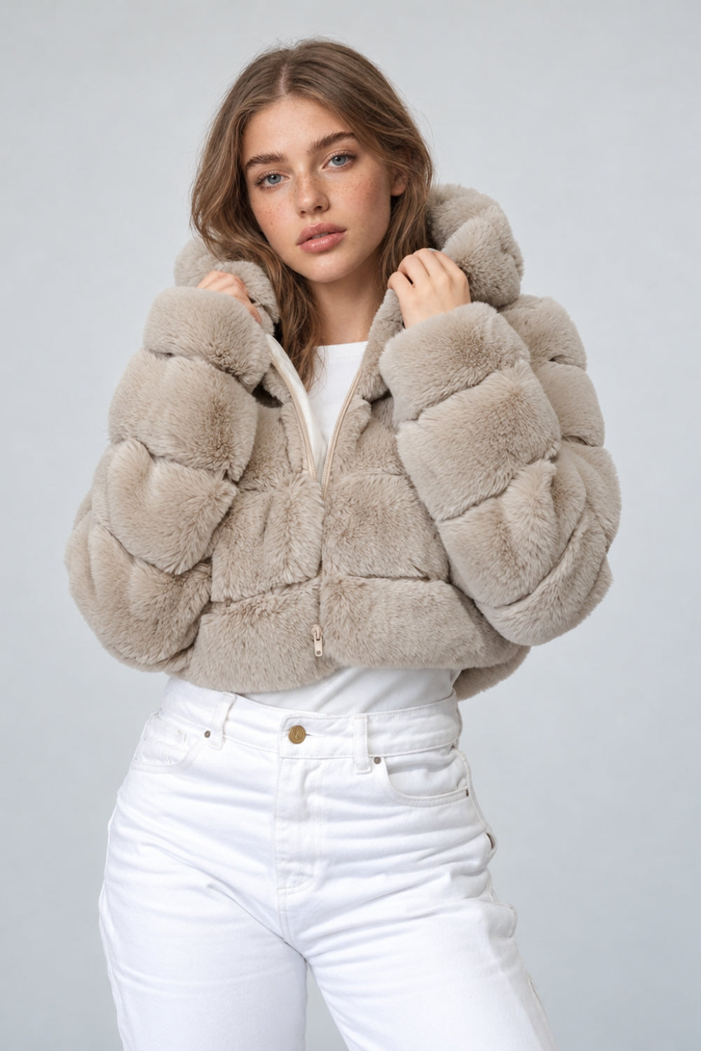 REF:497 ABRIGO CAPOTA EURO BEIGE