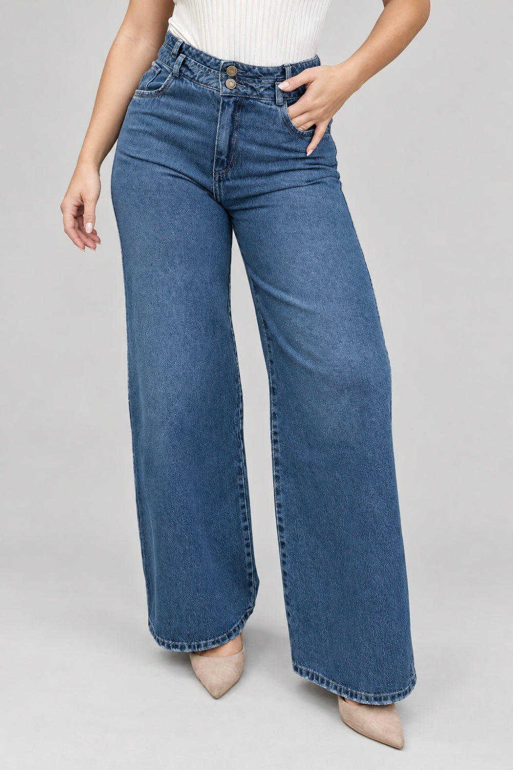 REF: 514 JEAN DOBLE PRETINA WIDE LEG RIGIDO