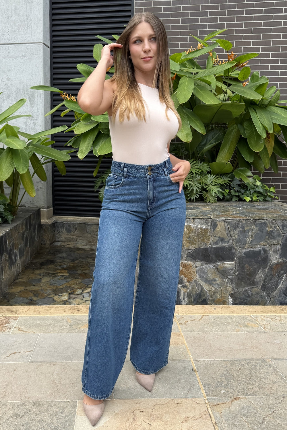 REF: 514 JEAN DOBLE PRETINA WIDE LEG RIGIDO