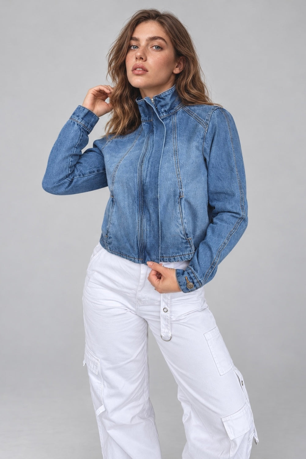 REF:588 CHAQUETA CUELLO ALTO DENIM CLASICA