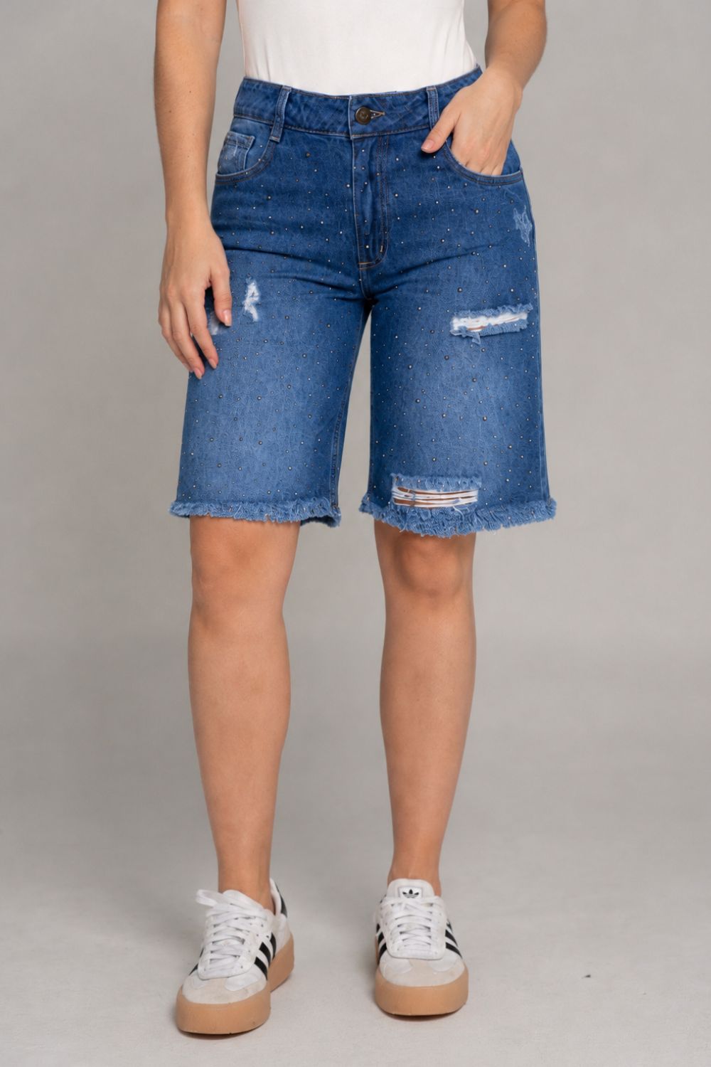 REF: 455 SHORT LARGO - BERMUDA DENIM BRILLO