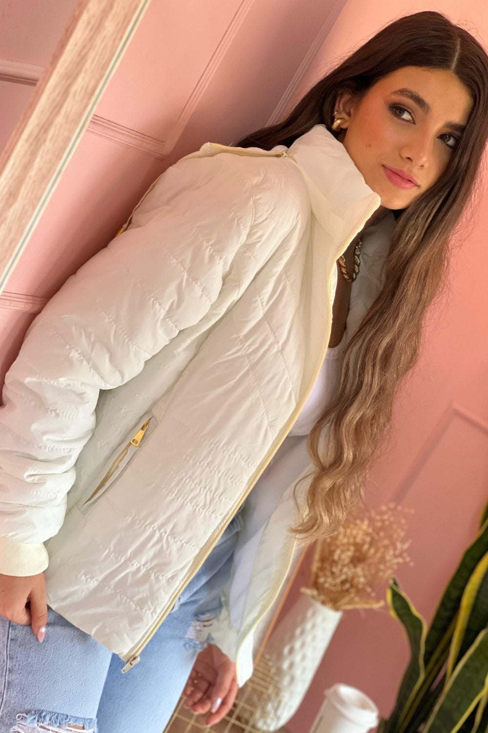 REF: 413 CHAQUETA IMPERMEABLE PUFFER MARFIL