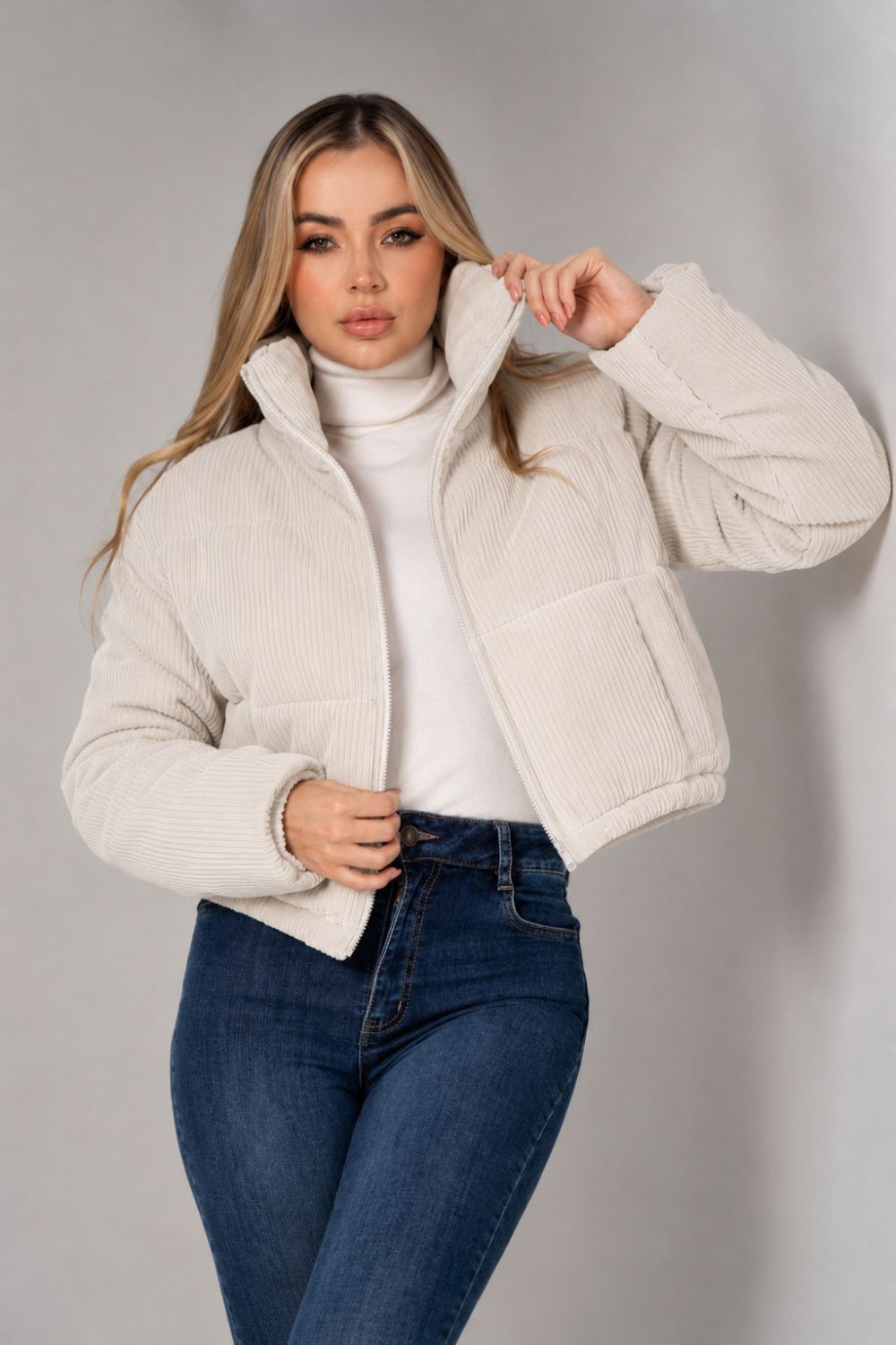 REF: 404 CHAQUETA PUFFER CORDUROY BEIGE