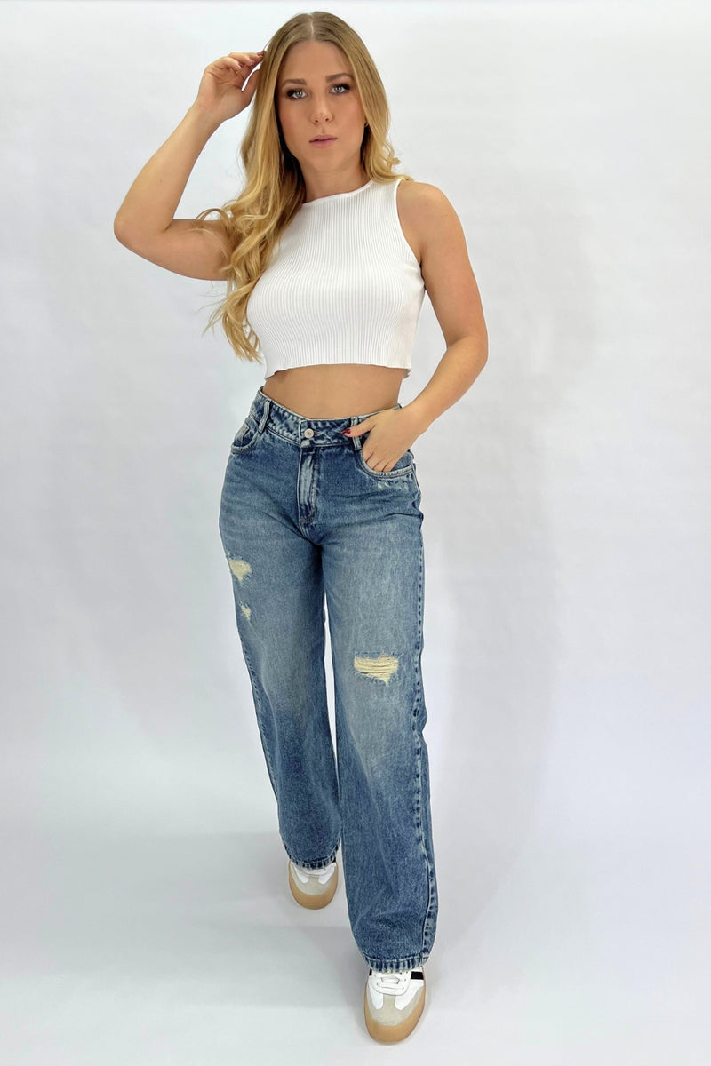 JEAN DIRTY RIGIDO WIDE LEG BOYFRIEND REF:289