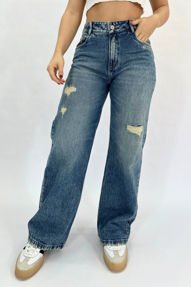 JEAN DIRTY RIGIDO WIDE LEG BOYFRIEND REF:289