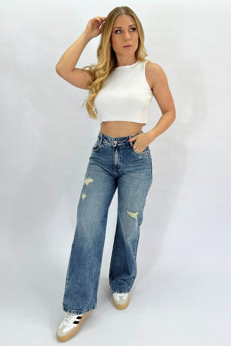 JEAN DIRTY RIGIDO WIDE LEG BOYFRIEND REF:289