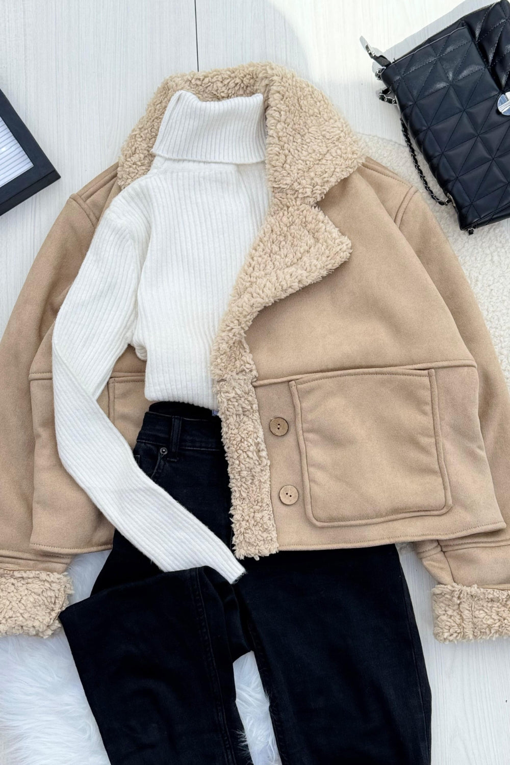 REF: 467 CHAQUETA GAMUZA OVEJERA BEIGE