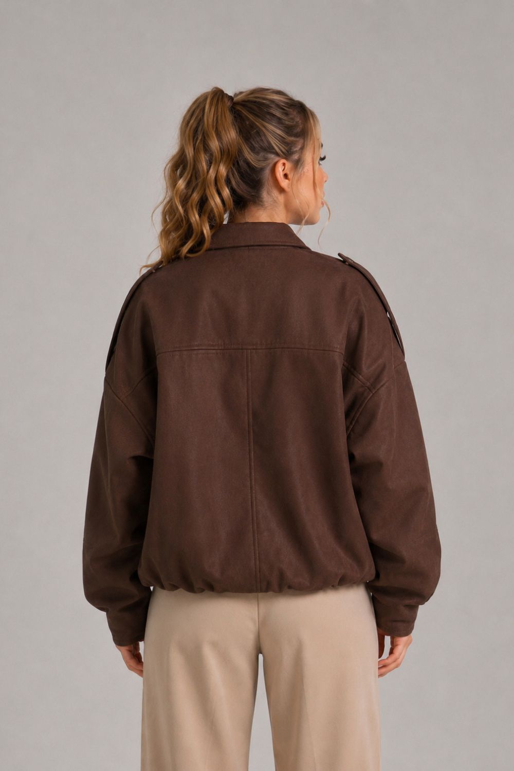 REF: 429 CHAQUETA OVERSIZE PEACH CAFE