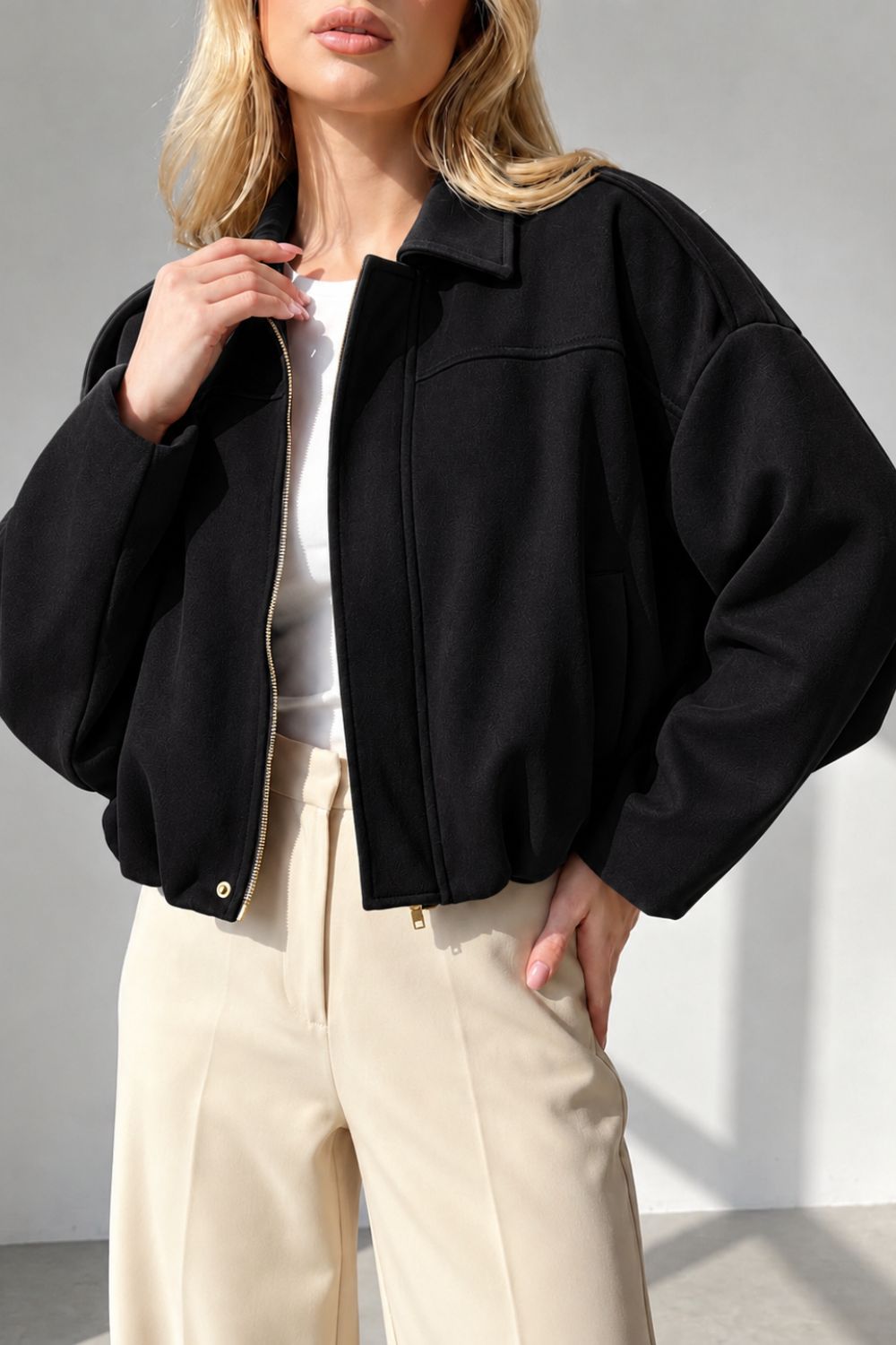 REF: 429 CHAQUETA OVERSIZE PEACH NEGRA