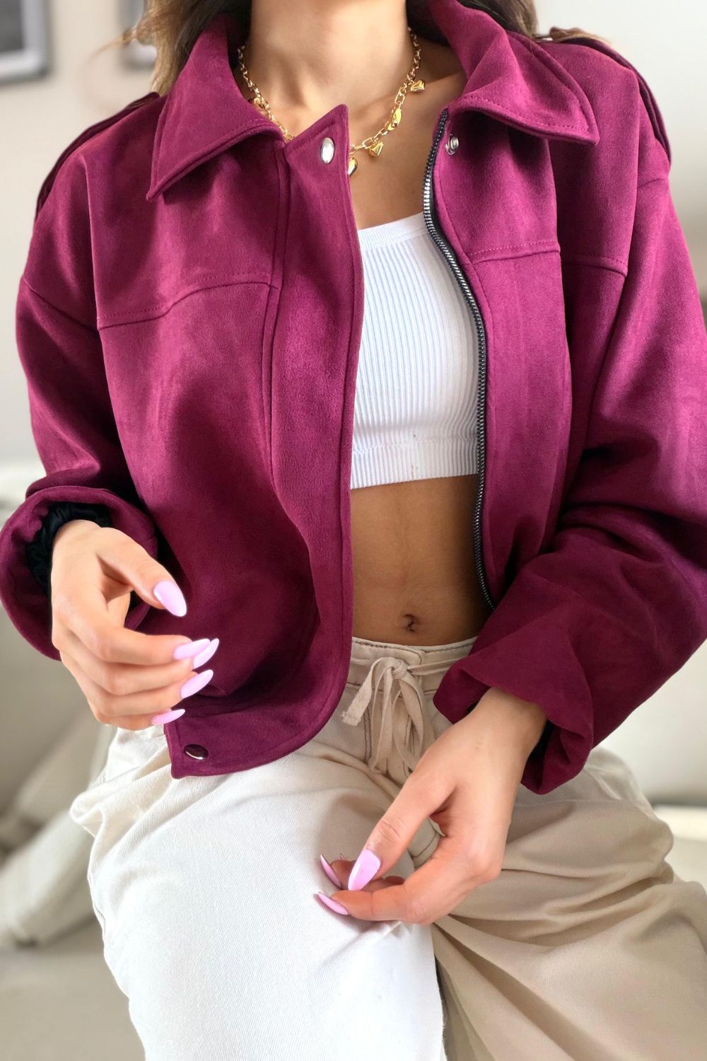 REF: 429 CHAQUETA OVERSIZE PEACH VINOTINTO
