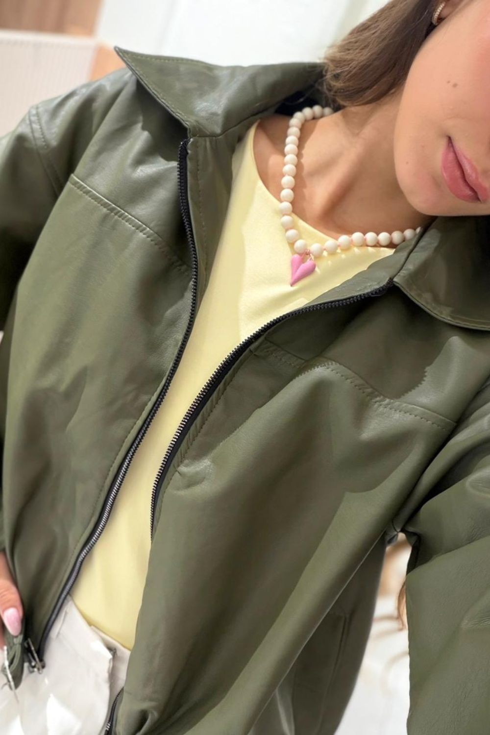 REF: 410 CHAQUETA OVERSIZE EFECTO CUERO VERDE