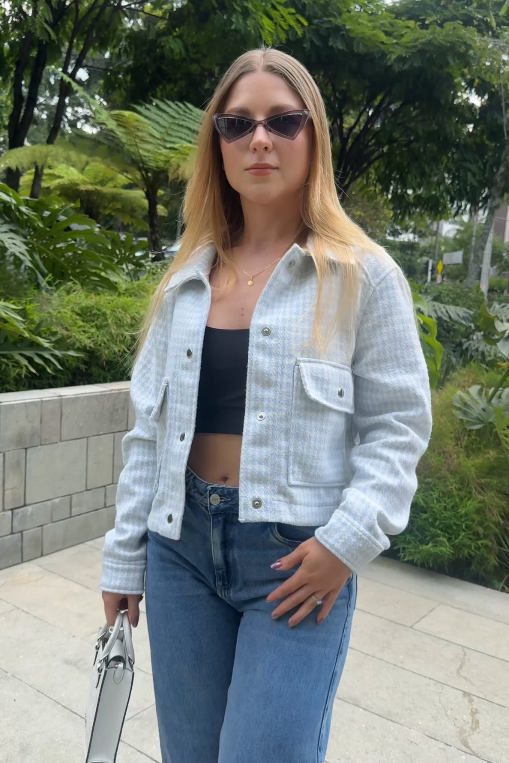 REF: 335 CHAQUETA CUADROS PAÑO AZUL CIELO